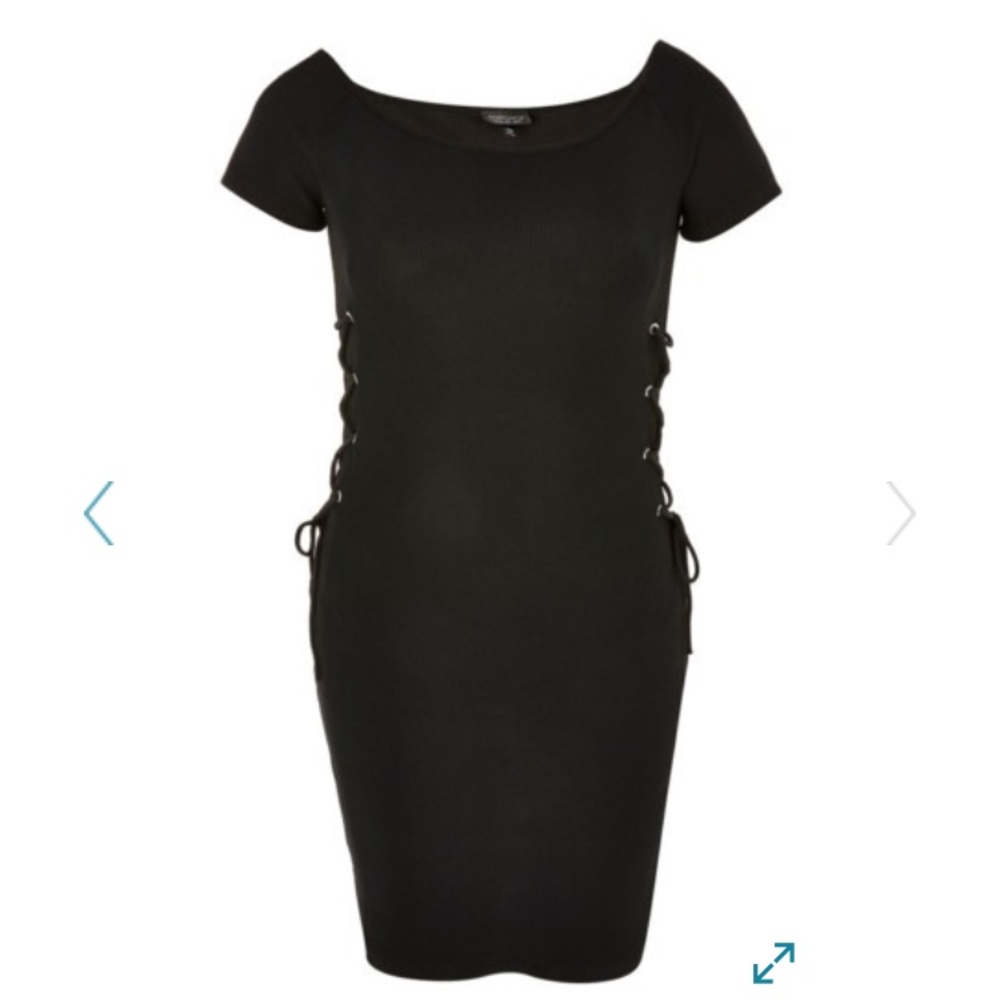 Topshop Lace Up Ribbed Dress